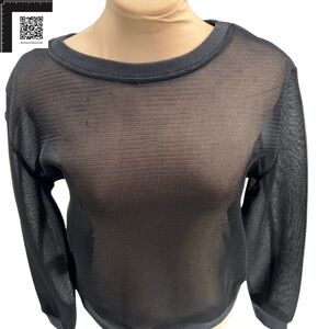 Large - EUC - Lucy - Black Mesh Long Sleeve Sweater